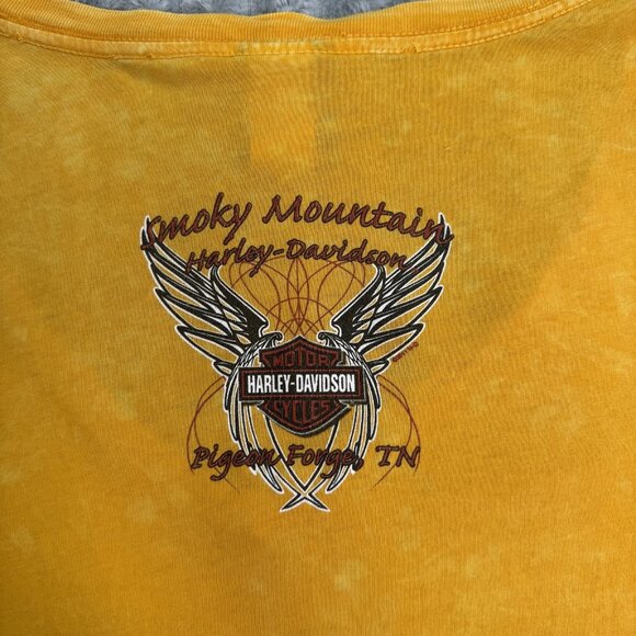 Harley-Davidson Shirt‎ Womens L Gold V-Neck Long Sleeve Smoky Mtn Pigeon Forge - Picture 6 of 11